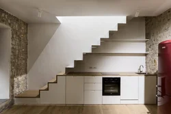 Kitchen Design With Stairs To The Second Floor