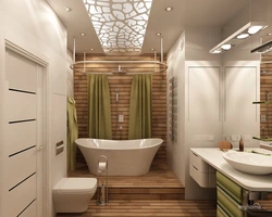 Bathroom Design Tiles With Bathtub And Toilet Interior Photo