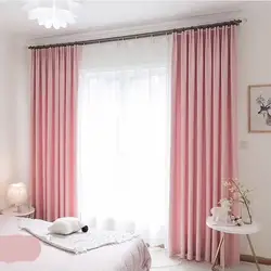 Шторы цвета пыльной розы в спальне фото