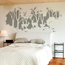 Дизайн рисунка на стене в спальне