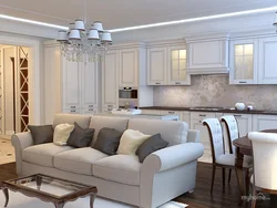 Kitchen living room in modern classic interior design