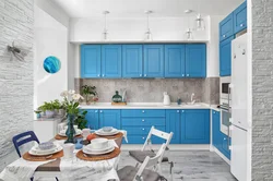 Kitchen blue wood photo