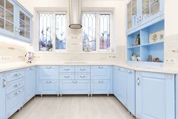 Kitchen blue wood photo