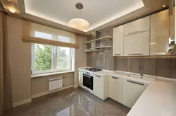 Beige walls in the kitchen interior