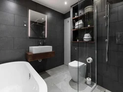 Gray bathroom design photo for small