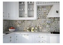 Tiles on the kitchen work wall photo