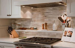 Tiles on the kitchen work wall photo