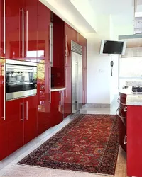 Kitchen With Red Refrigerator Interior Photo