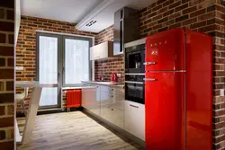 Kitchen With Red Refrigerator Interior Photo