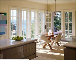 Kitchens with a floor-to-ceiling window photo