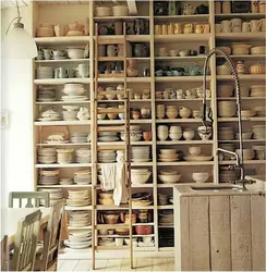 Wooden Rack For The Kitchen Interior Photo