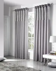 Curtains with eyelets in the living room interior
