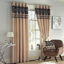 Curtains with eyelets in the living room interior