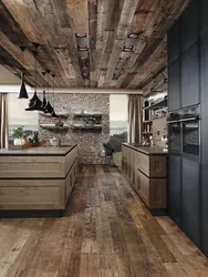 Деревянная кухня лофт фото