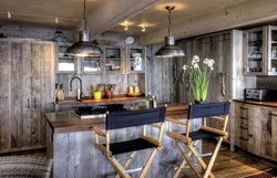 Wooden loft kitchen photo