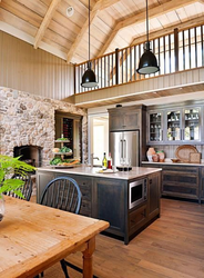 Wooden loft kitchen photo