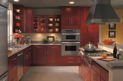 Gray burgundy kitchen design