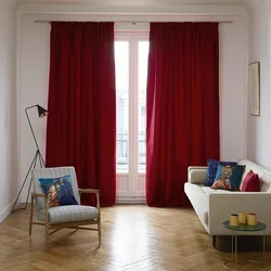 Living Room With Red Curtains Photo