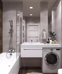 Gray washing machine in the bathroom interior