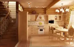 Дома из бревна интерьер кухни