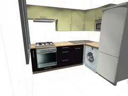 Corner kitchen 6 sq m with washing machine photo