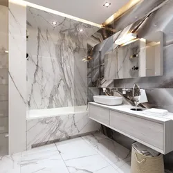 Marble tiles in the bathroom interior