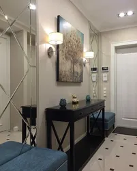 Interior hallway with mirror in apartment photo