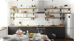 Open shelves in kitchen design