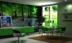 Kitchen Design With 3D Photo Wallpaper