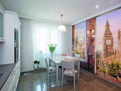 Kitchen design with 3D photo wallpaper