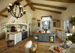Living Room Kitchen In Country Style Design