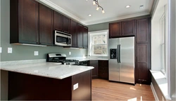 Dark floor kitchen photo design