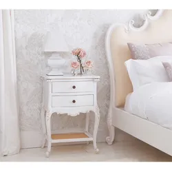 Bedside table in the bedroom interior