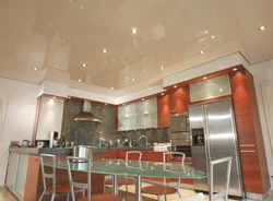 Suspended ceiling in the kitchen photo gloss