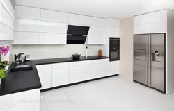 Glossy kitchen in a modern style photo white