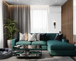 Living room emerald color design photo