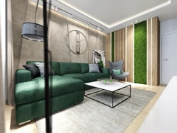 Living Room Emerald Color Design Photo