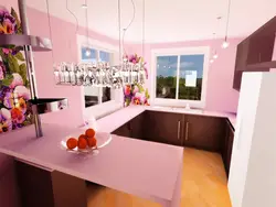 Розовый цвет на кухни сочетания фото