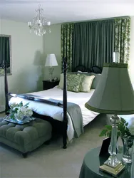 Green Bed In The Bedroom Interior