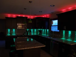 Kitchen with LED strip photo lighting