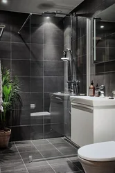 Black Shower Cabin In The Bathroom Photo