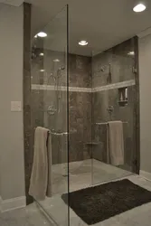 Black shower cabin in the bathroom photo