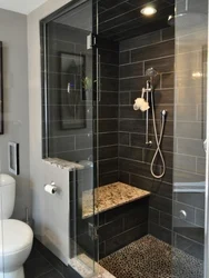 Black shower cabin in the bathroom photo