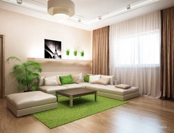 Brown green living room design