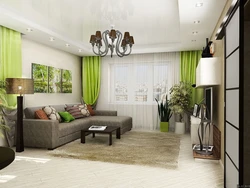 Brown green living room design