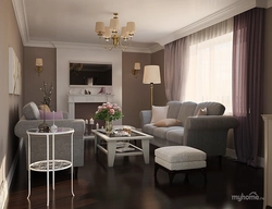 Gray beige interior kitchen living room