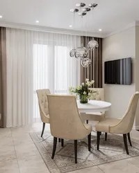 Gray beige interior kitchen living room