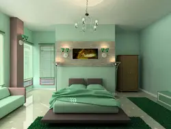 Bedroom in light green tones photo