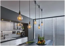Светильники на кухне в интерьере