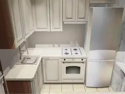 Kitchen Design 5M2 With Refrigerator In Khrushchev And Gas Stove